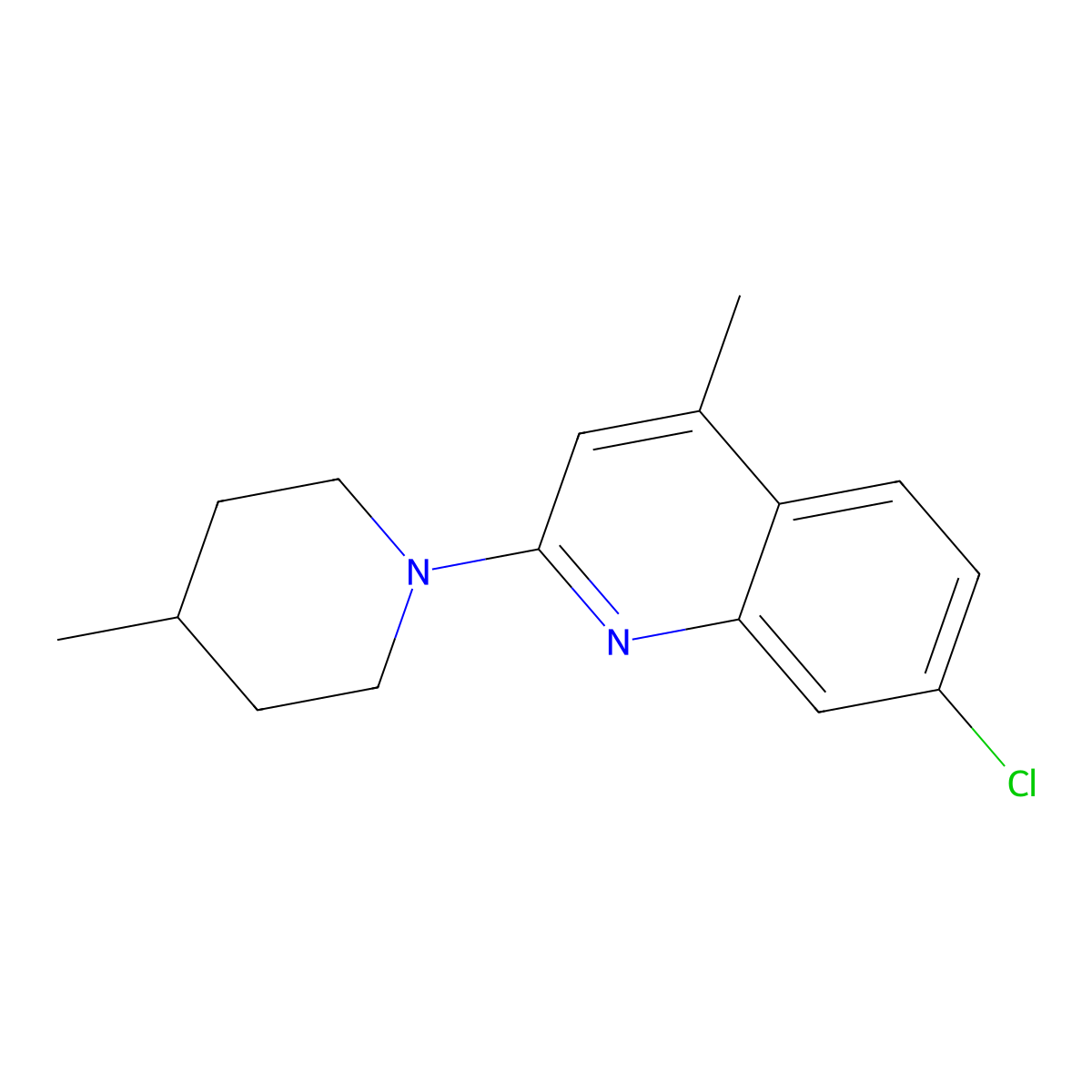 7-Chloro-4-methyl-2-(4-methylpiperidin-1-yl)quinoline molecular structure, CAS 418788-50-8