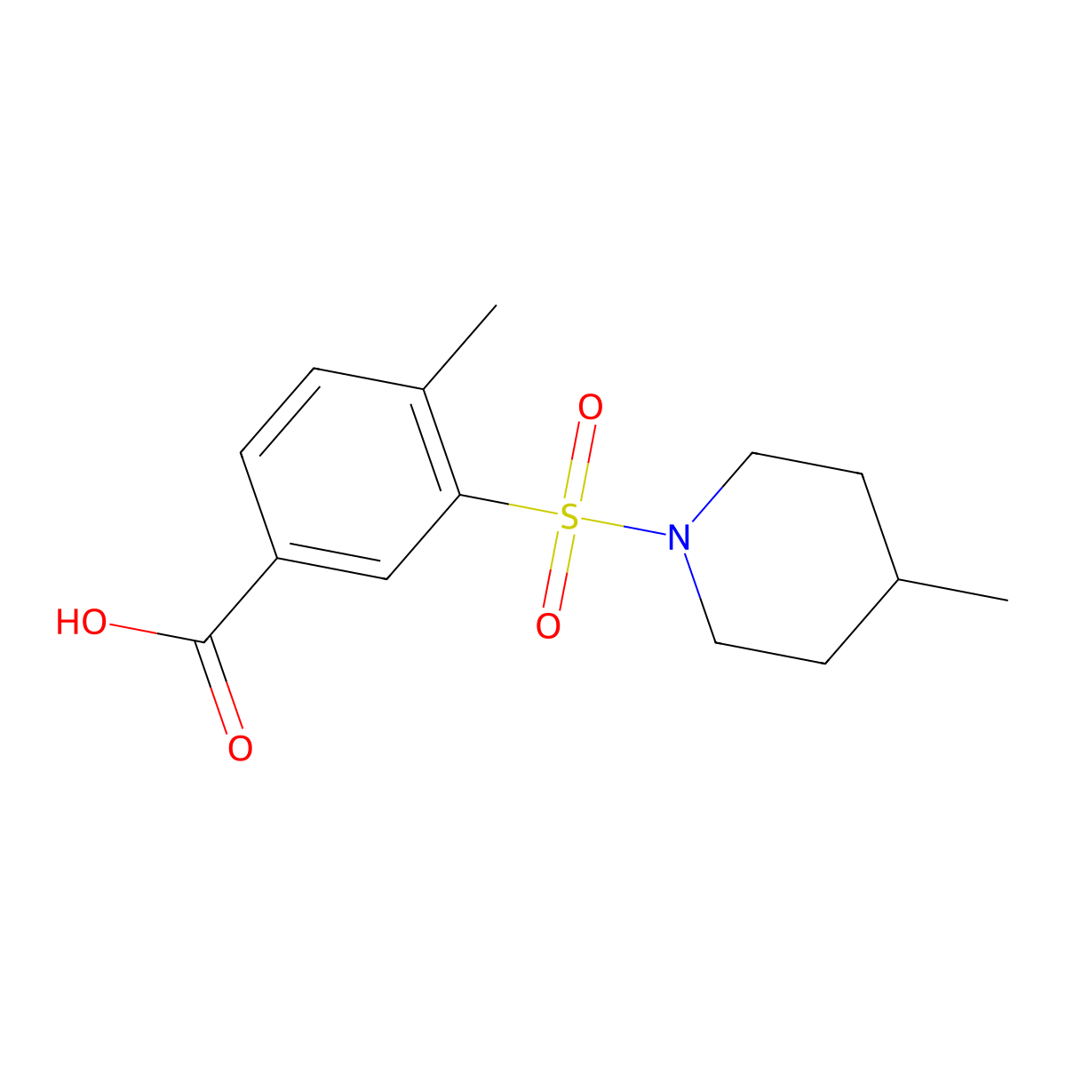 4-Methyl-3-[(4-methylpiperidin-1-yl)sulfonyl]benzoic acid molecular structure, CAS 418790-38-2