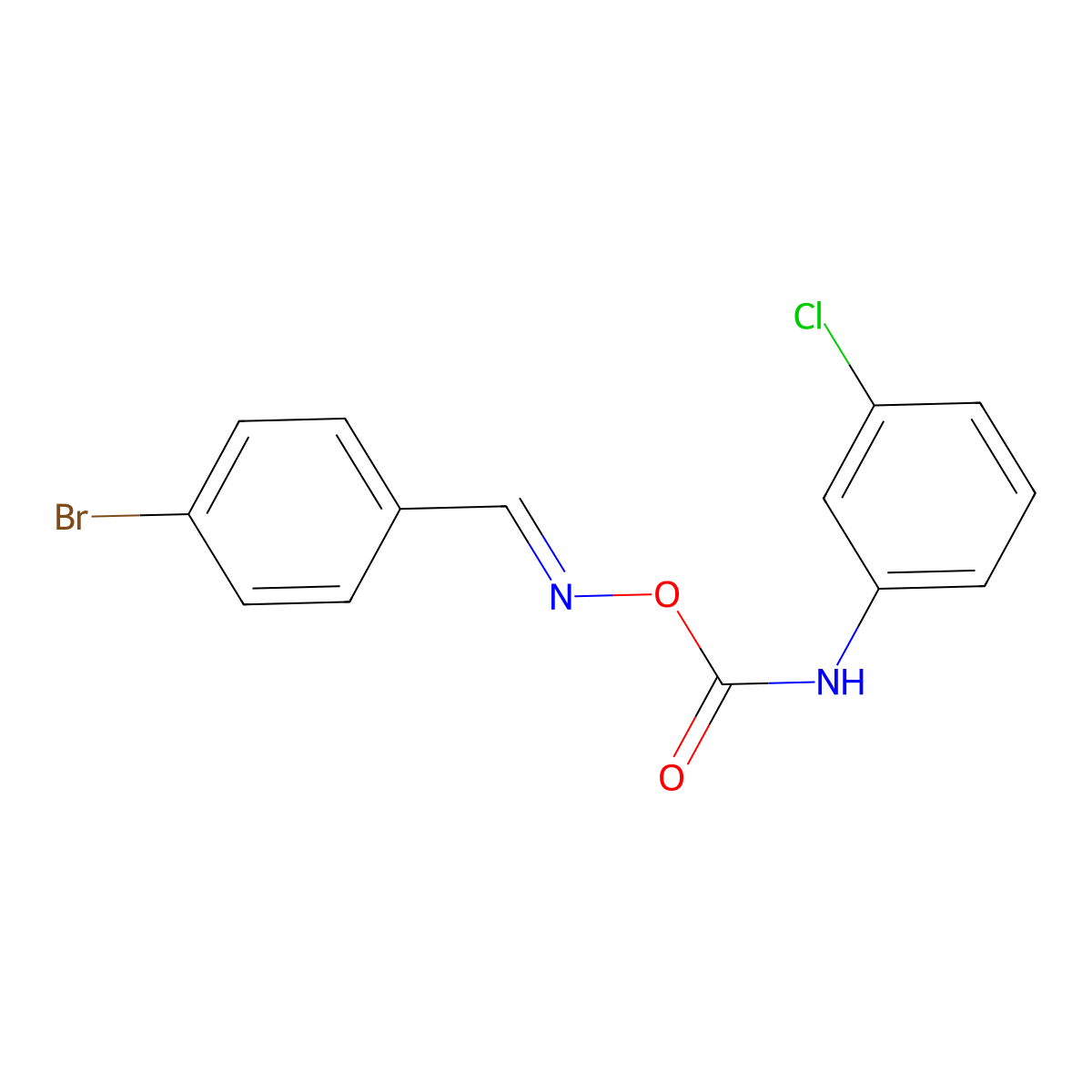 Benzaldehyde, 4-bromo-, O-[[(3-chlorophenyl)amino]carbonyl]oxime molecular structure, CAS 418790-83-7