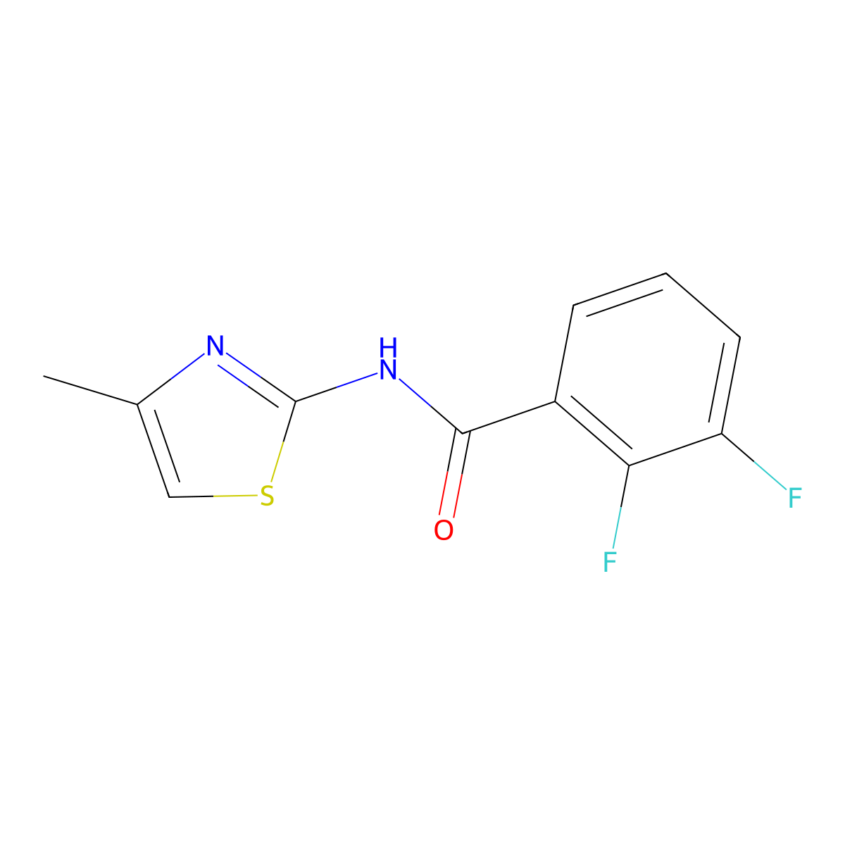 2,3-difluoro-N-(4-methyl-1,3-thiazol-2-yl)benzamide molecular structure, CAS 418791-31-8