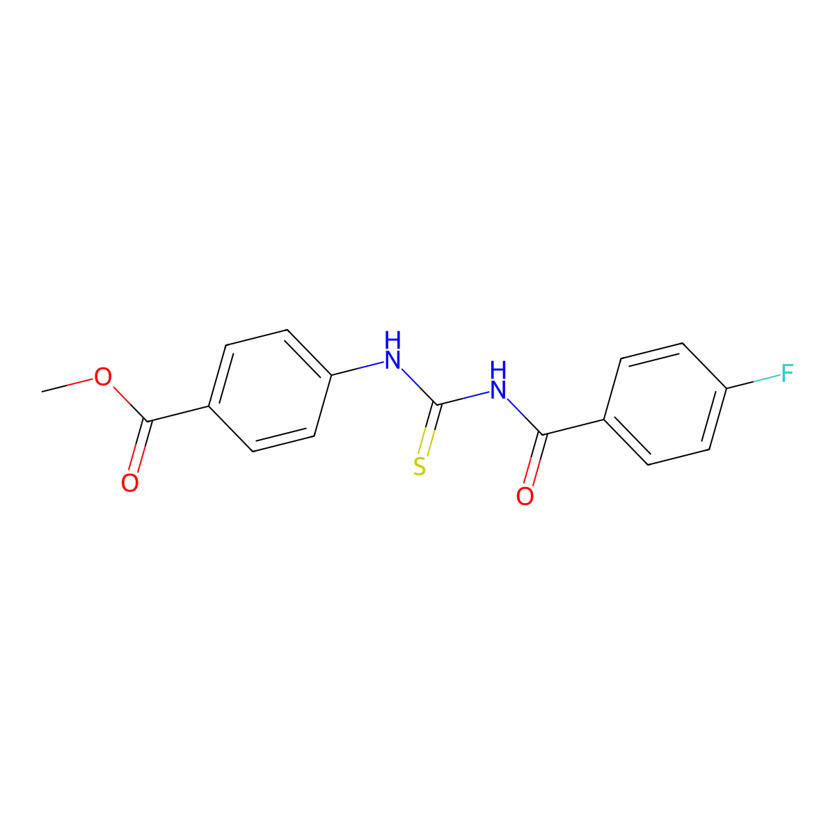 Methyl 4-[(4-fluorobenzoyl)carbamothioylamino]benzoate molecular structure, CAS 418791-73-8