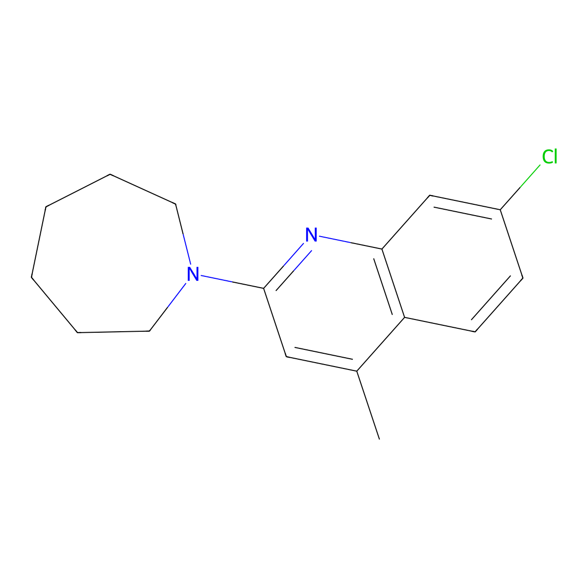 2-Azepan-1-yl-7-chloro-4-methylquinoline molecular structure, CAS 418792-06-0