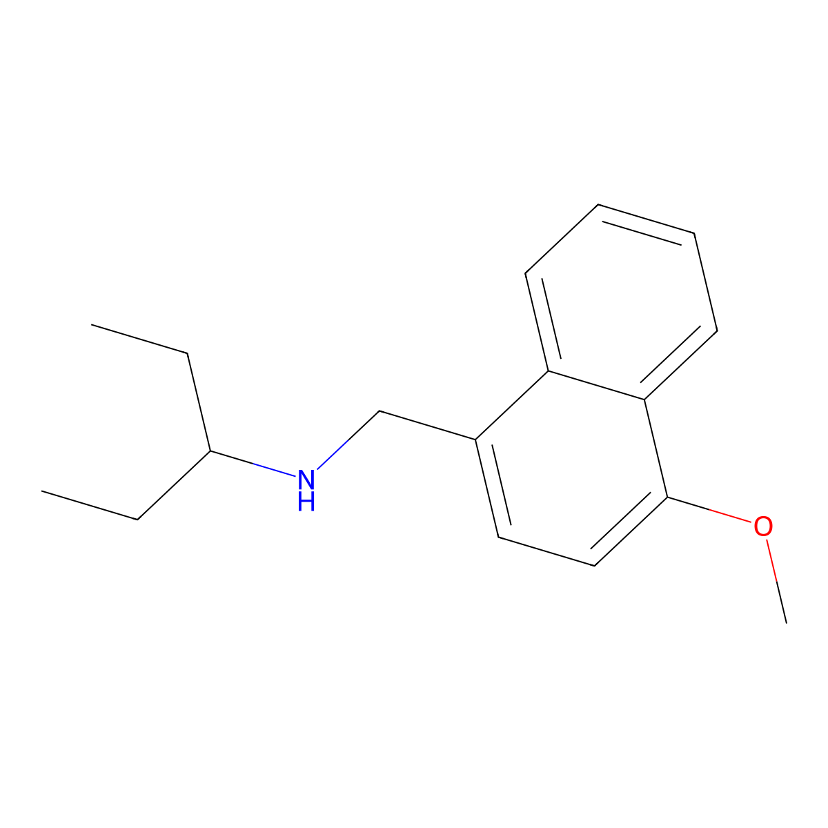 N-[(4-methoxynaphthalen-1-yl)methyl]pentan-3-amine molecular structure, CAS 418792-31-1