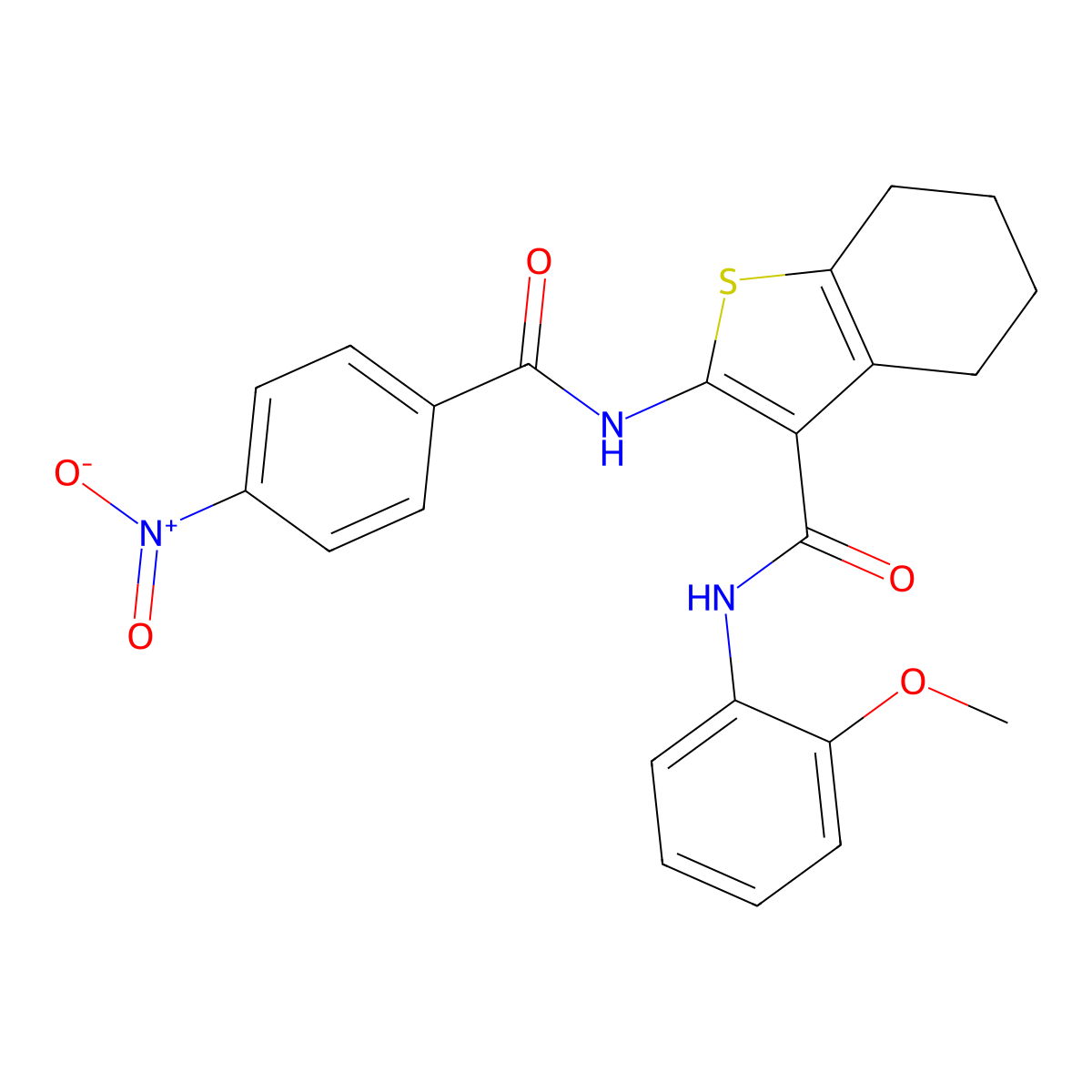 N-(2-methoxyphenyl)-2-[(4-nitrobenzoyl)amino]-4,5,6,7-tetrahydro-1-benzothiophene-3-carboxamide molecular structure, CAS 418792-71-9