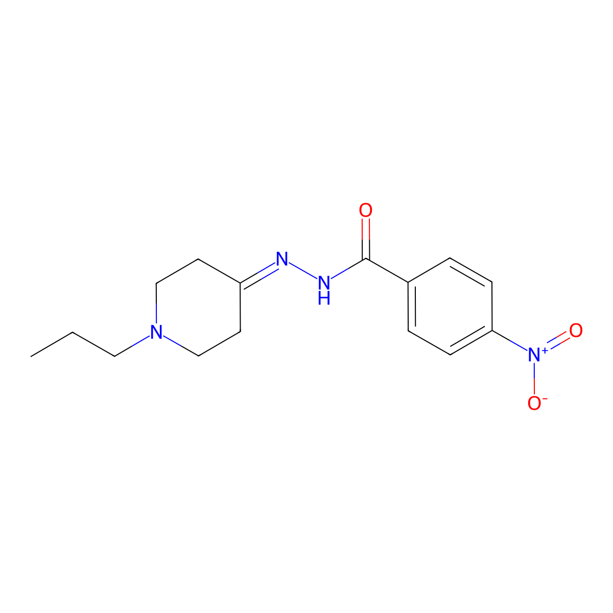 4-nitro-N'-(1-propyl-4-piperidinylidene)benzohydrazide molecular structure, CAS 418793-43-8