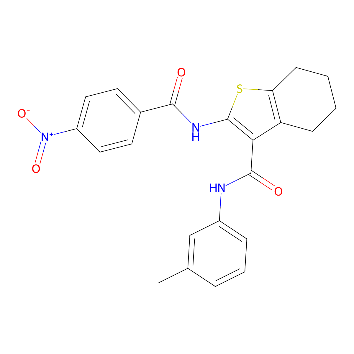 N-(3-methylphenyl)-2-[(4-nitrobenzoyl)amino]-4,5,6,7-tetrahydro-1-benzothiophene-3-carboxamide molecular structure, CAS 418793-53-0