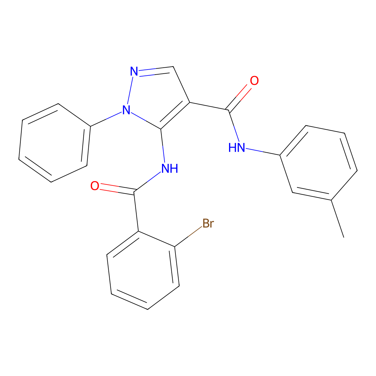 5-[(2-bromobenzoyl)amino]-N-(3-methylphenyl)-1-phenylpyrazole-4-carboxamide molecular structure, CAS 418793-91-6