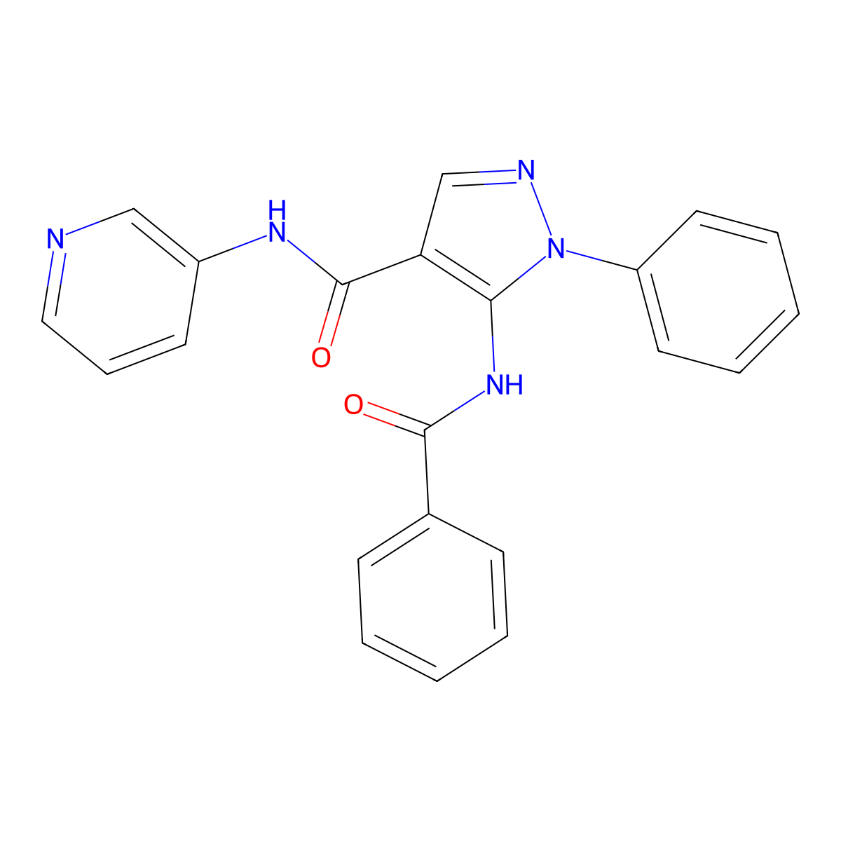 5-benzamido-1-phenyl-N-pyridin-3-ylpyrazole-4-carboxamide molecular structure, CAS 418794-39-5
