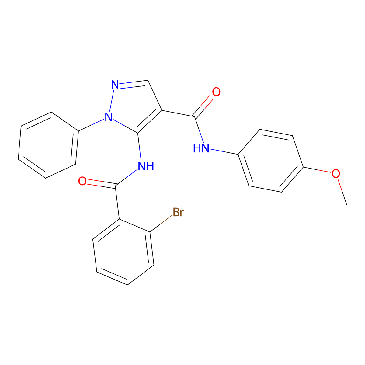 5-[(2-bromobenzoyl)amino]-N-(4-methoxyphenyl)-1-phenylpyrazole-4-carboxamide molecular structure, CAS 418794-95-3