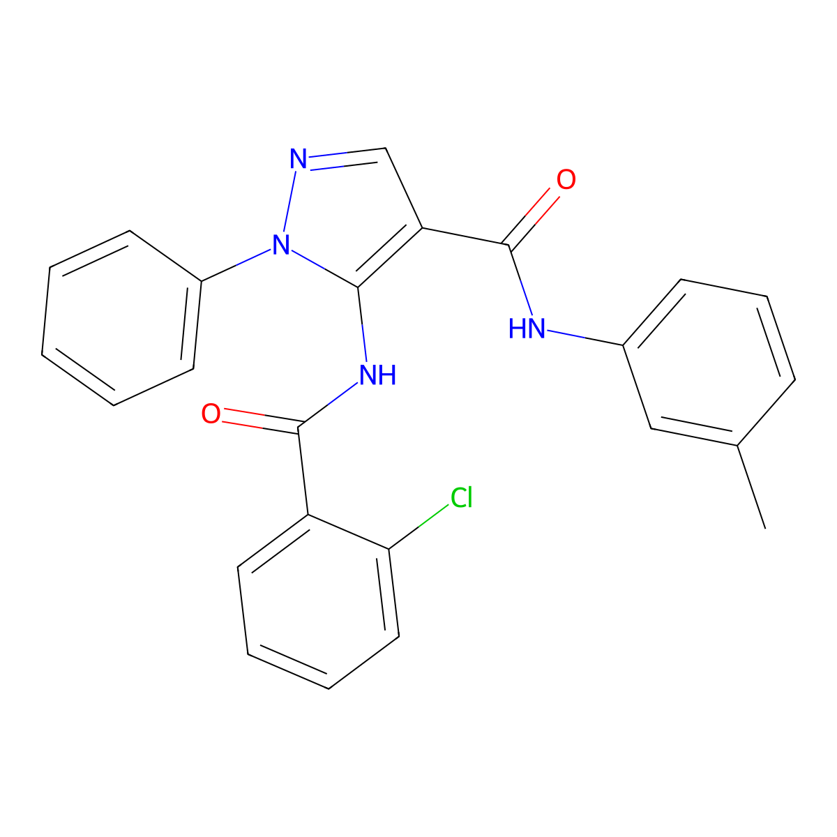 5-[(2-chlorobenzoyl)amino]-N-(3-methylphenyl)-1-phenylpyrazole-4-carboxamide molecular structure, CAS 418795-93-4