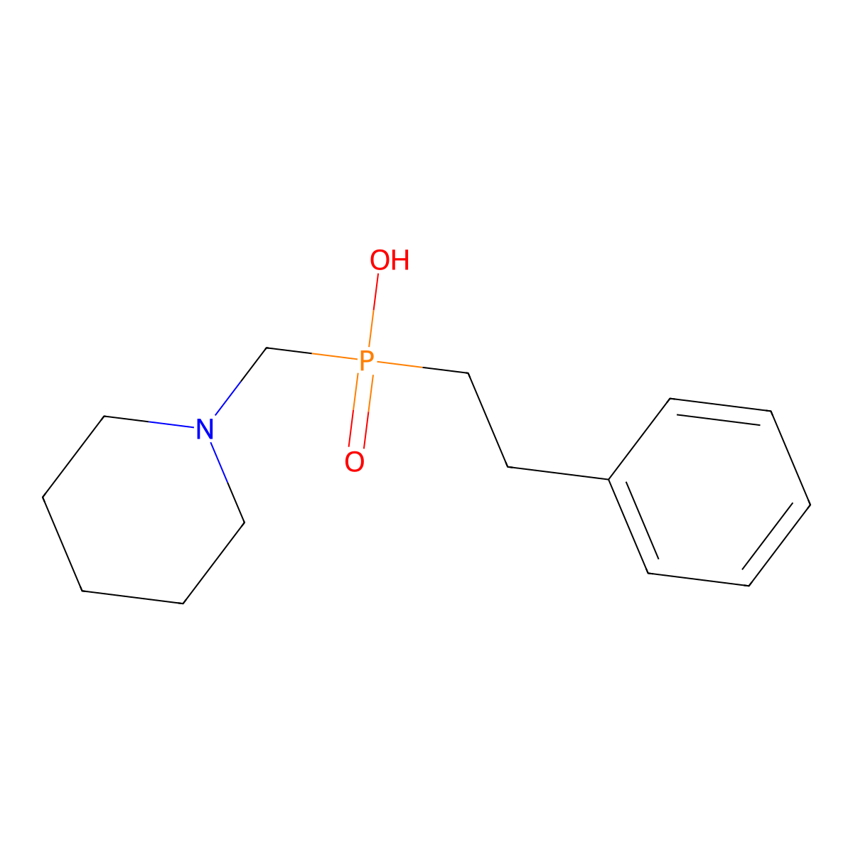 (2-Phenylethyl)(piperidin-1-ylmethyl)phosphinic acid molecular structure, CAS 418796-41-5