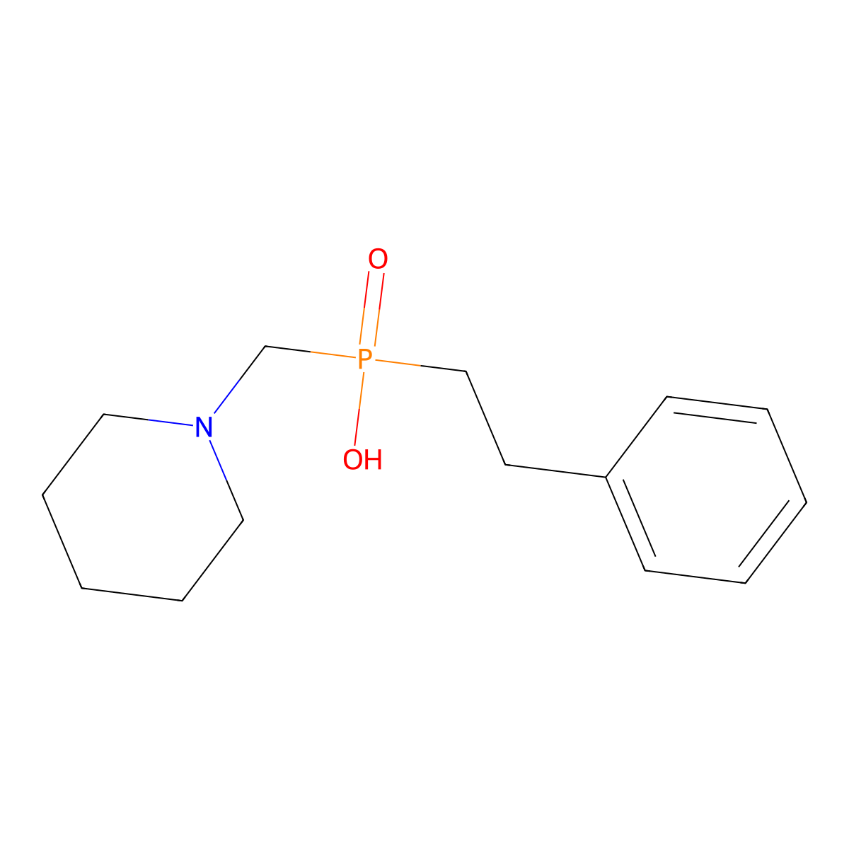(2-Phenylethyl)(piperidin-1-ylmethyl)phosphinic acid molecular structure, CAS 418796-41-5