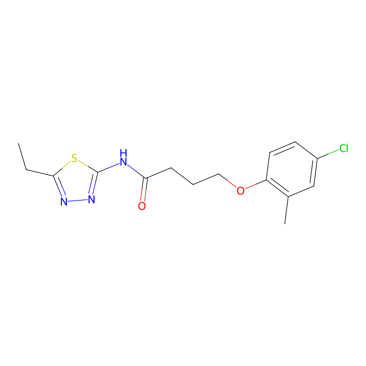 4-(4-chloro-2-methylphenoxy)-N-(5-ethyl-1,3,4-thiadiazol-2-yl)butanamide molecular structure, CAS 418796-84-6