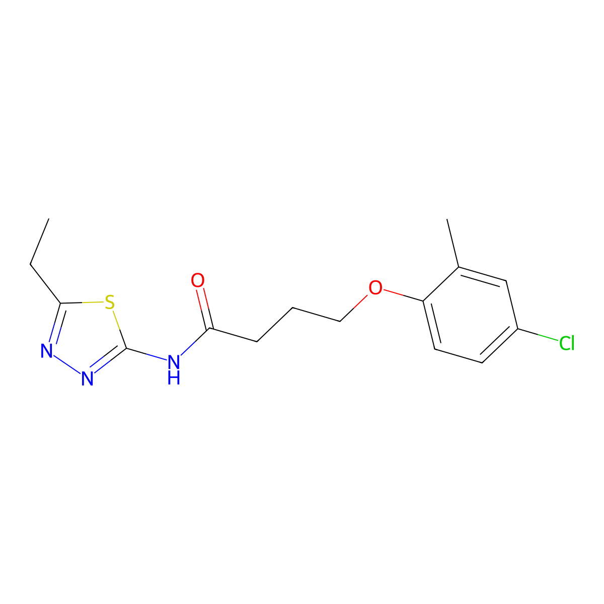 4-(4-chloro-2-methylphenoxy)-N-(5-ethyl-1,3,4-thiadiazol-2-yl)butanamide molecular structure, CAS 418796-84-6