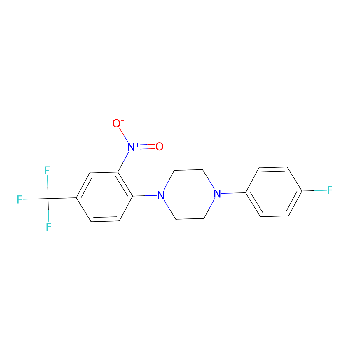 1-(4-Fluorophenyl)-4-[2-nitro-4-(trifluoromethyl)phenyl]piperazine molecular structure, CAS 418796-98-2