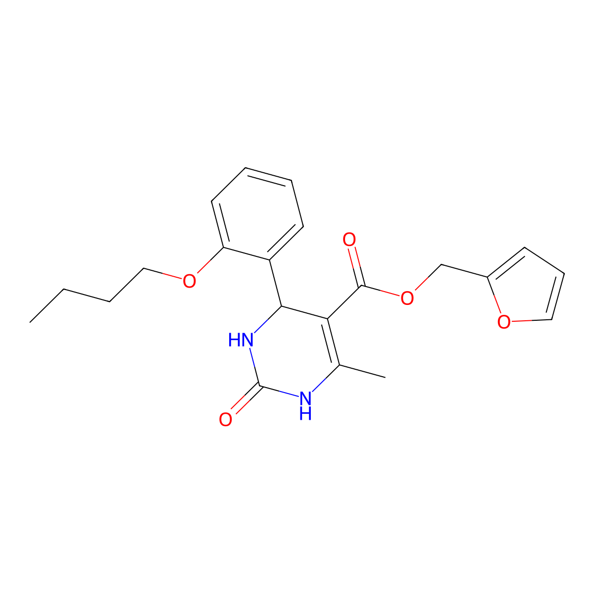 Furan-2-ylmethyl 4-(2-butoxyphenyl)-6-methyl-2-oxo-1,2,3,4-tetrahydropyrimidine-5-carboxylate molecular structure, CAS 418797-87-2