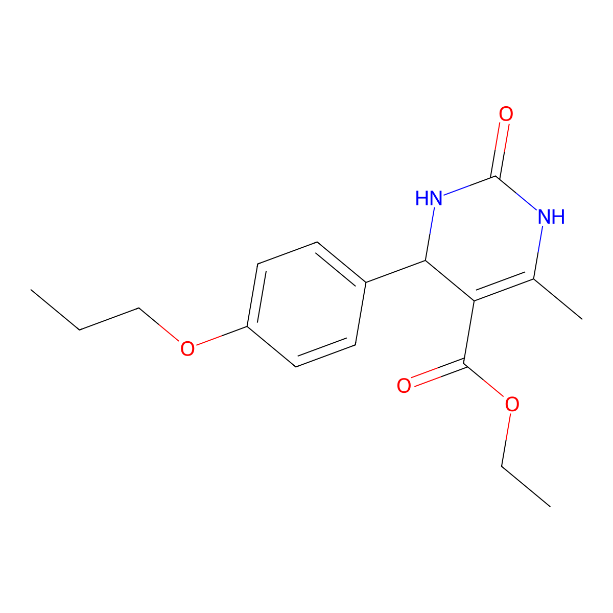 Ethyl 6-methyl-2-oxo-4-(4-propoxyphenyl)-1,2,3,4-tetrahydropyrimidine-5-carboxylate molecular structure, CAS 418797-98-5