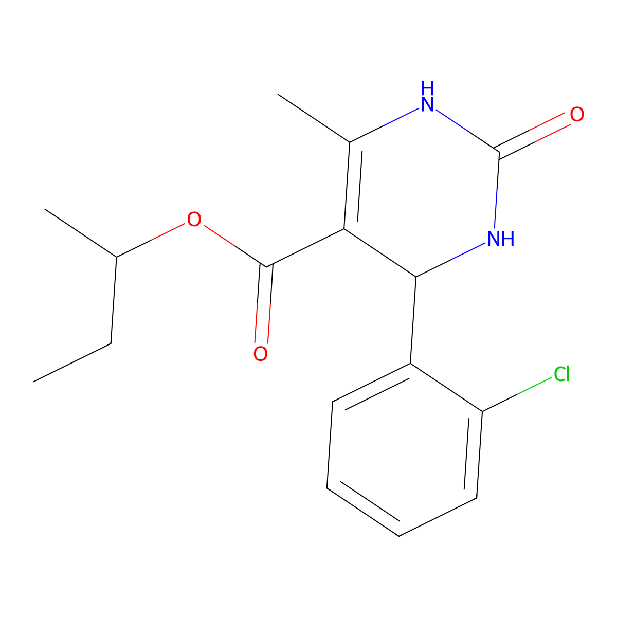 Butan-2-yl 4-(2-chlorophenyl)-6-methyl-2-oxo-1,2,3,4-tetrahydropyrimidine-5-carboxylate molecular structure, CAS 418798-52-4