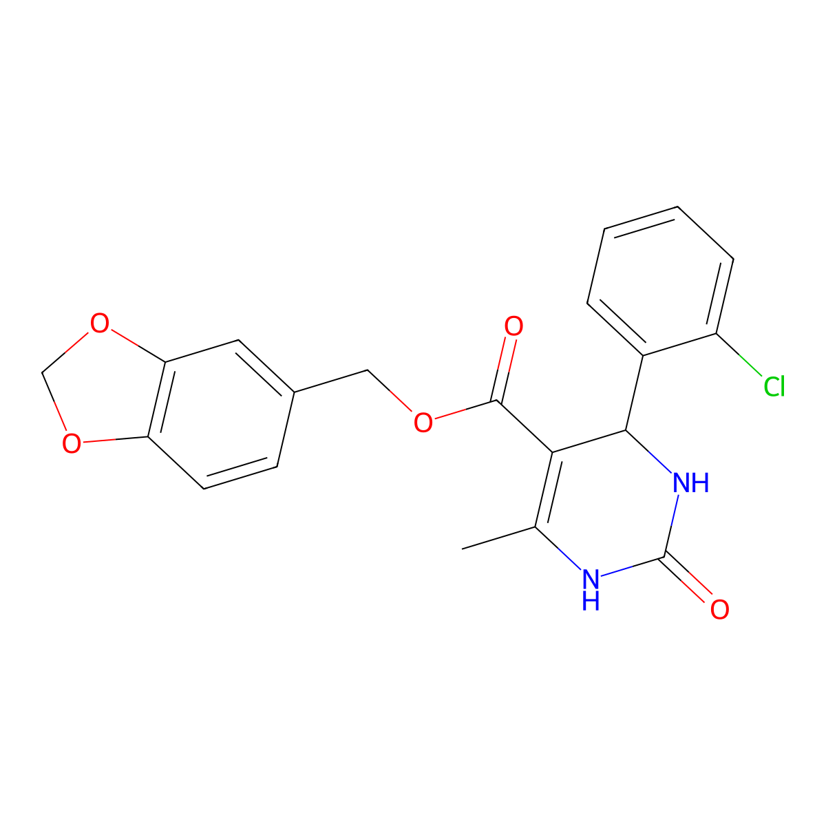 1,3-Benzodioxol-5-ylmethyl 4-(2-chlorophenyl)-6-methyl-2-oxo-1,2,3,4-tetrahydropyrimidine-5-carboxylate molecular structure, CAS 418798-79-5