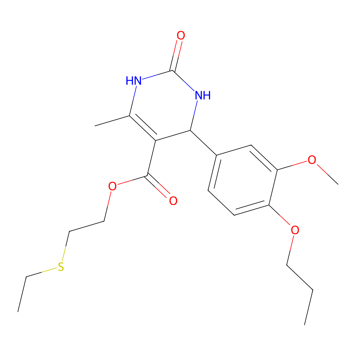2-(Ethylsulfanyl)ethyl 4-(3-methoxy-4-propoxyphenyl)-6-methyl-2-oxo-1,2,3,4-tetrahydropyrimidine-5-carboxylate molecular structure, CAS 418799-13-0
