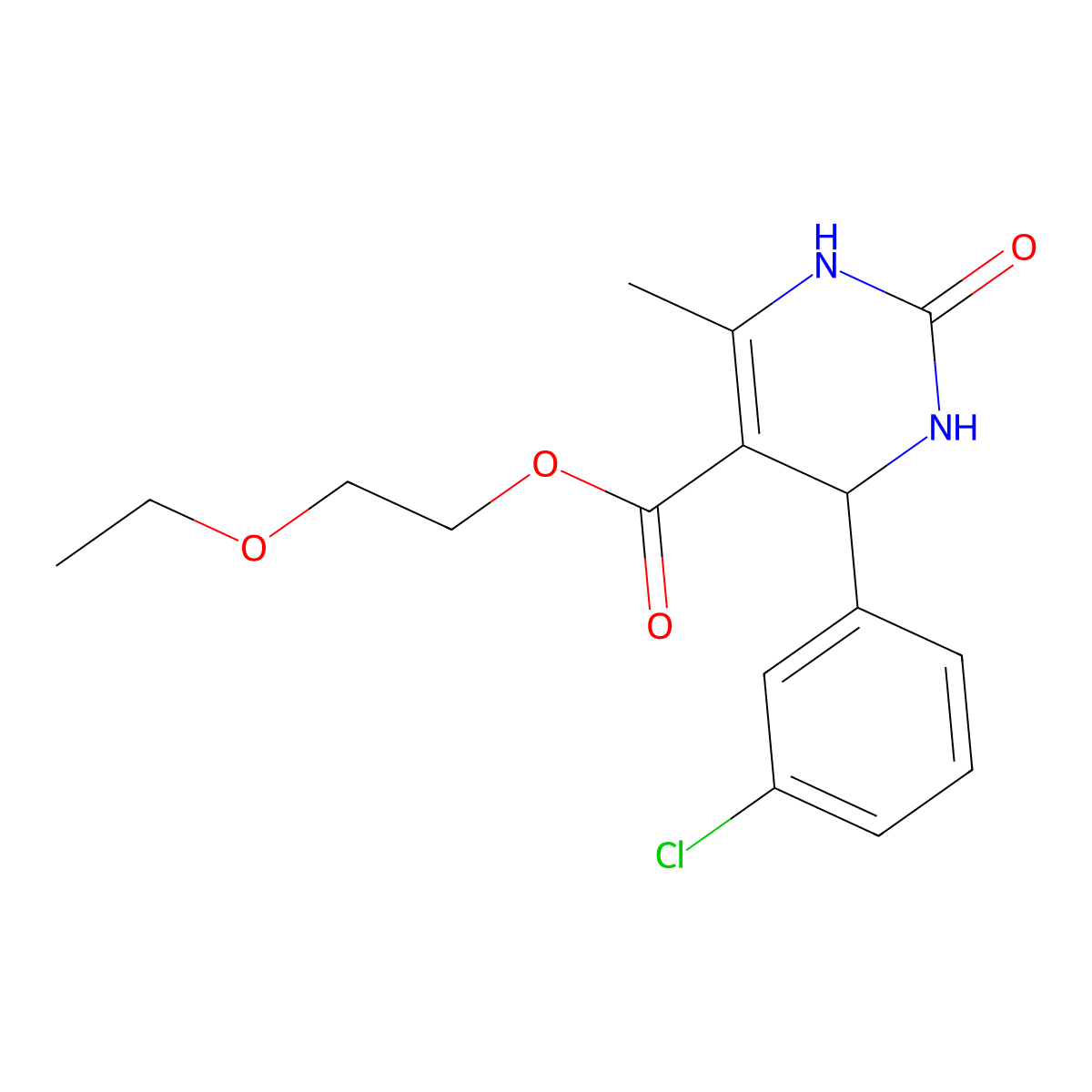 2-Ethoxyethyl 4-(3-chlorophenyl)-6-methyl-2-oxo-1,2,3,4-tetrahydropyrimidine-5-carboxylate molecular structure, CAS 418799-43-6