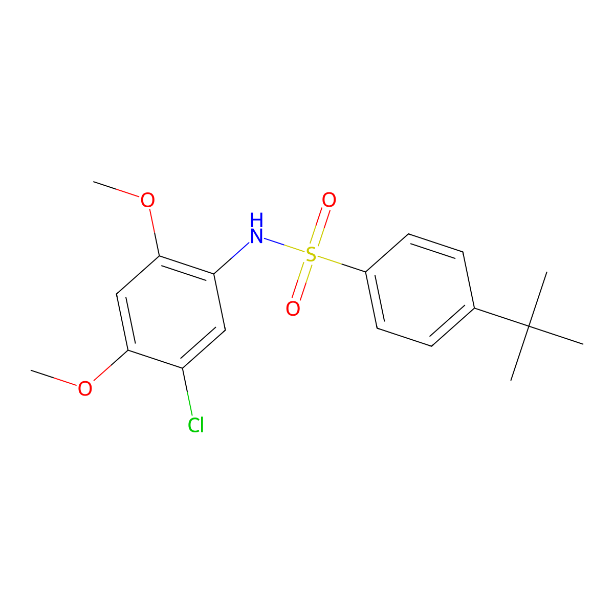 4-tert-butyl-N-(5-chloro-2,4-dimethoxyphenyl)benzenesulfonamide molecular structure, CAS 418803-23-3