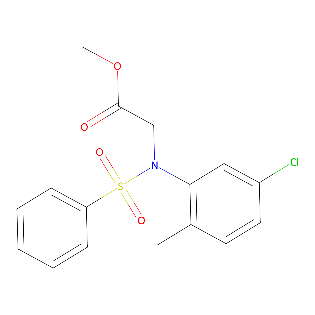 Methyl N-(5-chloro-2-methylphenyl)-N-(phenylsulfonyl)glycinate molecular structure, CAS 418804-73-6