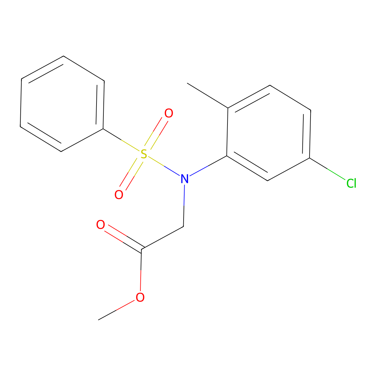 Methyl N-(5-chloro-2-methylphenyl)-N-(phenylsulfonyl)glycinate molecular structure, CAS 418804-73-6