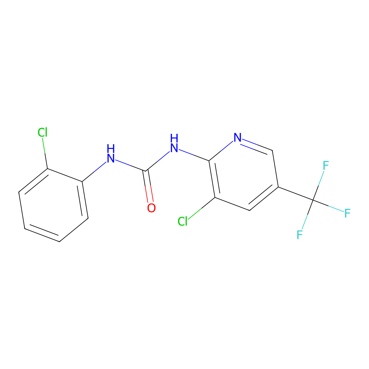 N-(2-Chlorophenyl)-N'-[3-chloro-5-(trifluoromethyl)-2-pyridinyl]urea molecular structure, CAS 418804-74-7