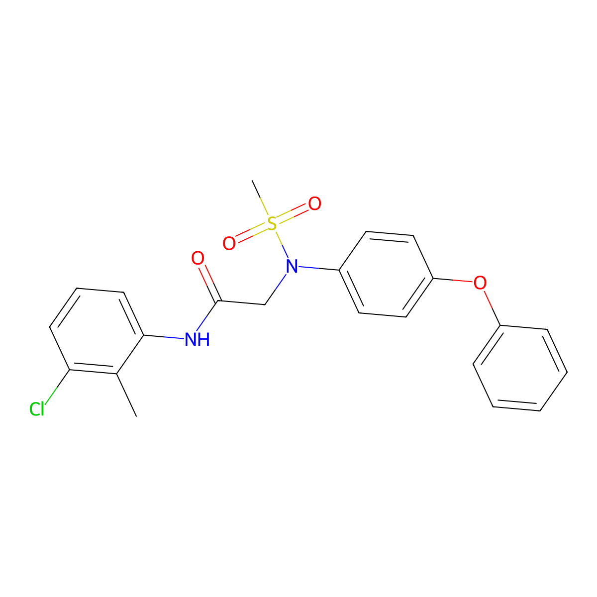 N-(3-chloro-2-methylphenyl)-2-(N-methylsulfonyl-4-phenoxyanilino)acetamide molecular structure, CAS 418804-82-7