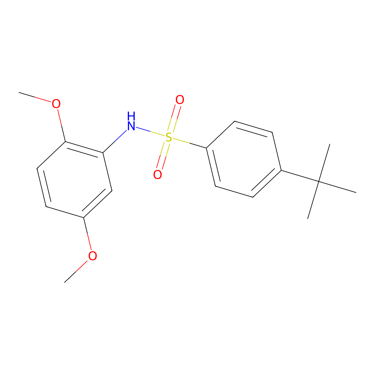 4-tert-butyl-N-(2,5-dimethoxyphenyl)benzenesulfonamide molecular structure, CAS 418805-06-8