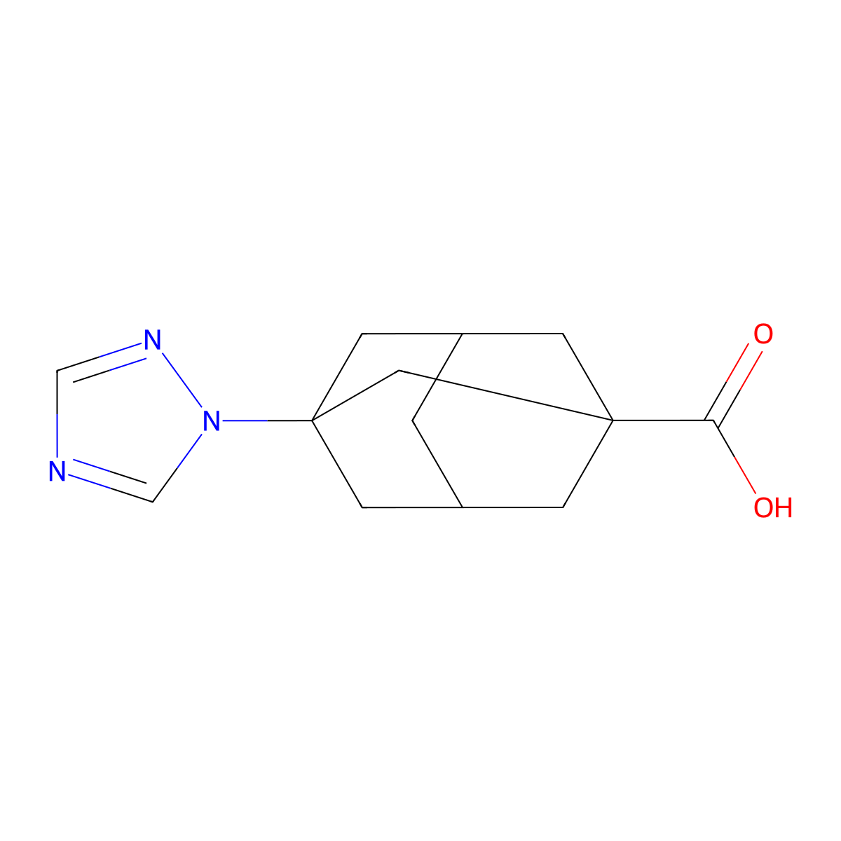(1r,3s,5R,7S)-3-(1H-1,2,4-triazol-1-yl)adamantane-1-carboxylic acid molecular structure, CAS 418805-51-3