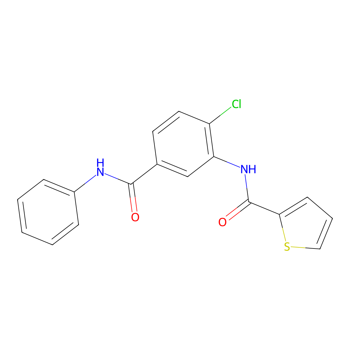N-[2-chloro-5-(phenylcarbamoyl)phenyl]thiophene-2-carboxamide molecular structure, CAS 418806-10-7