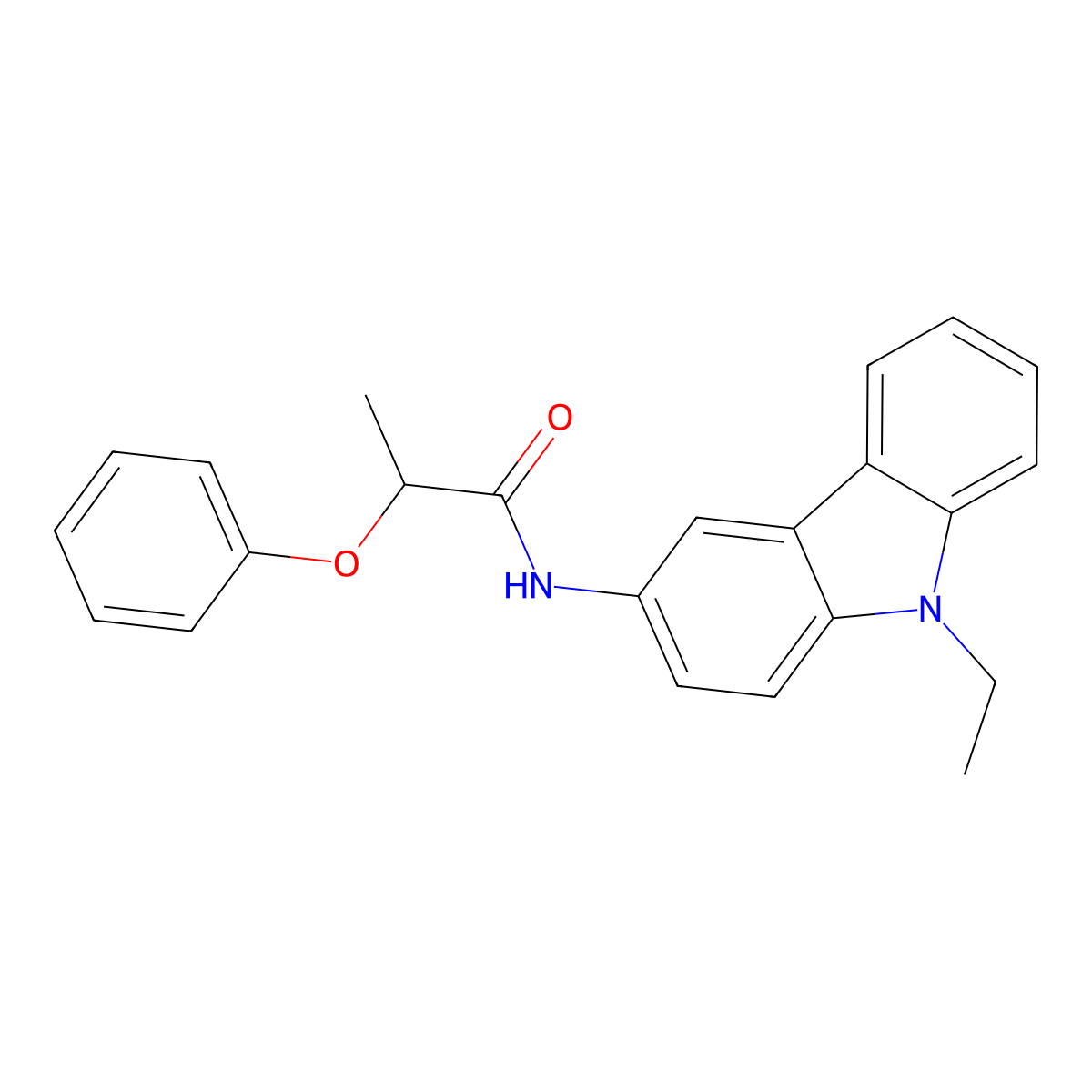 N-(9-ethylcarbazol-3-yl)-2-phenoxypropanamide molecular structure, CAS 418806-17-4