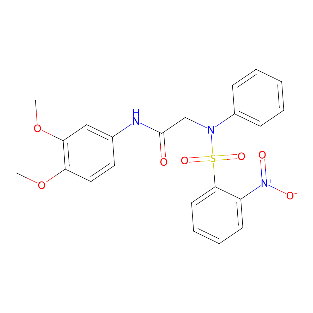 N-(3,4-dimethoxyphenyl)-2-(N-(2-nitrophenyl)sulfonylanilino)acetamide molecular structure, CAS 418806-59-4