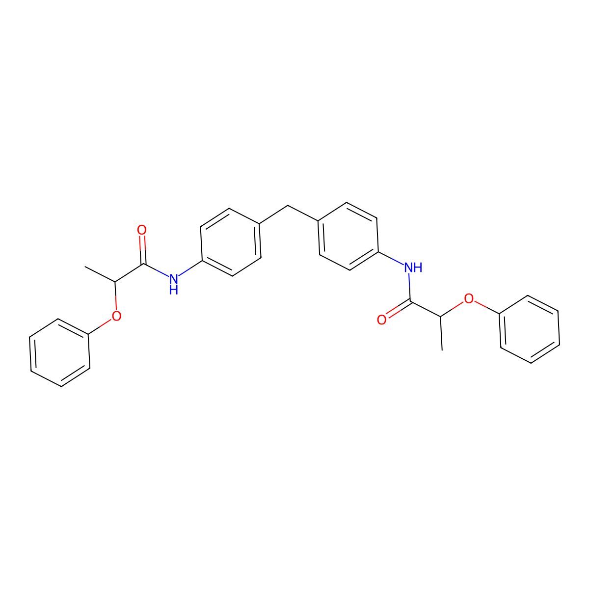 2-phenoxy-N-[4-[[4-(2-phenoxypropanoylamino)phenyl]methyl]phenyl]propanamide molecular structure, CAS 418806-93-6