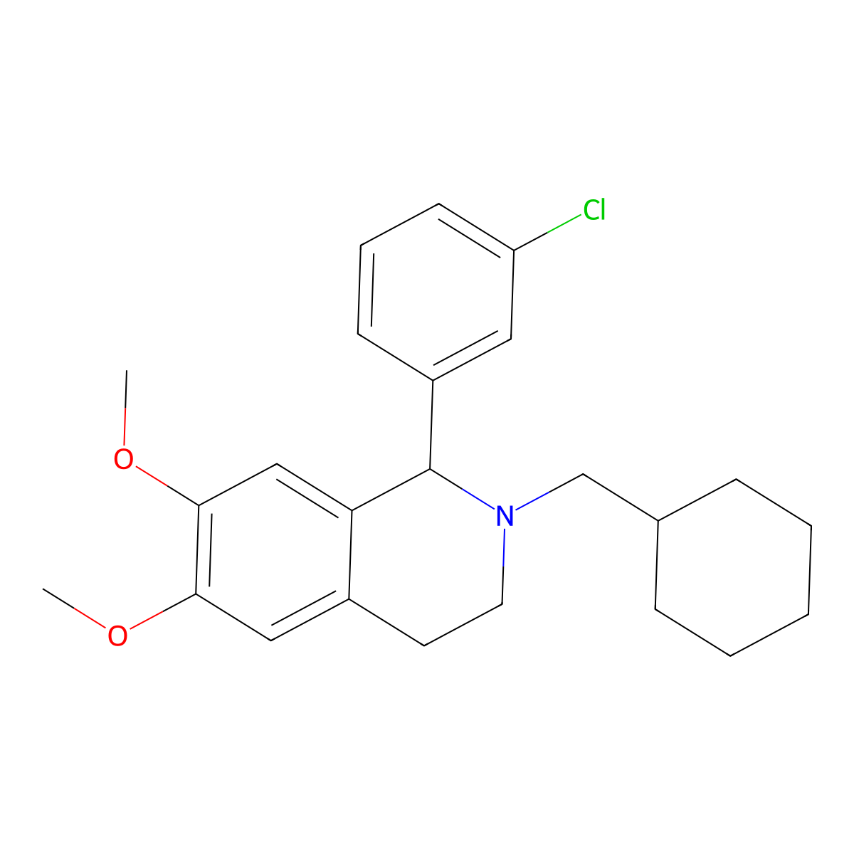 1-(3-chlorophenyl)-2-(cyclohexylmethyl)-6,7-dimethoxy-3,4-dihydro-1H-isoquinoline molecular structure, CAS 418808-19-2