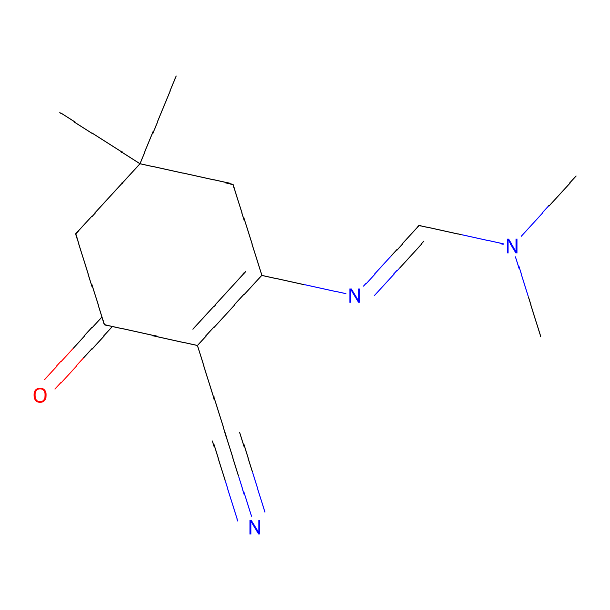 N'-(2-cyano-5,5-dimethyl-3-oxocyclohex-1-en-1-yl)-N,N-dimethylimidoformamide molecular structure, CAS 418809-57-1