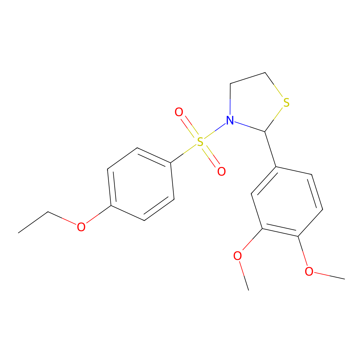 2-(3,4-Dimethoxyphenyl)-3-((4-ethoxyphenyl)sulfonyl)thiazolidine molecular structure, CAS 418810-47-6