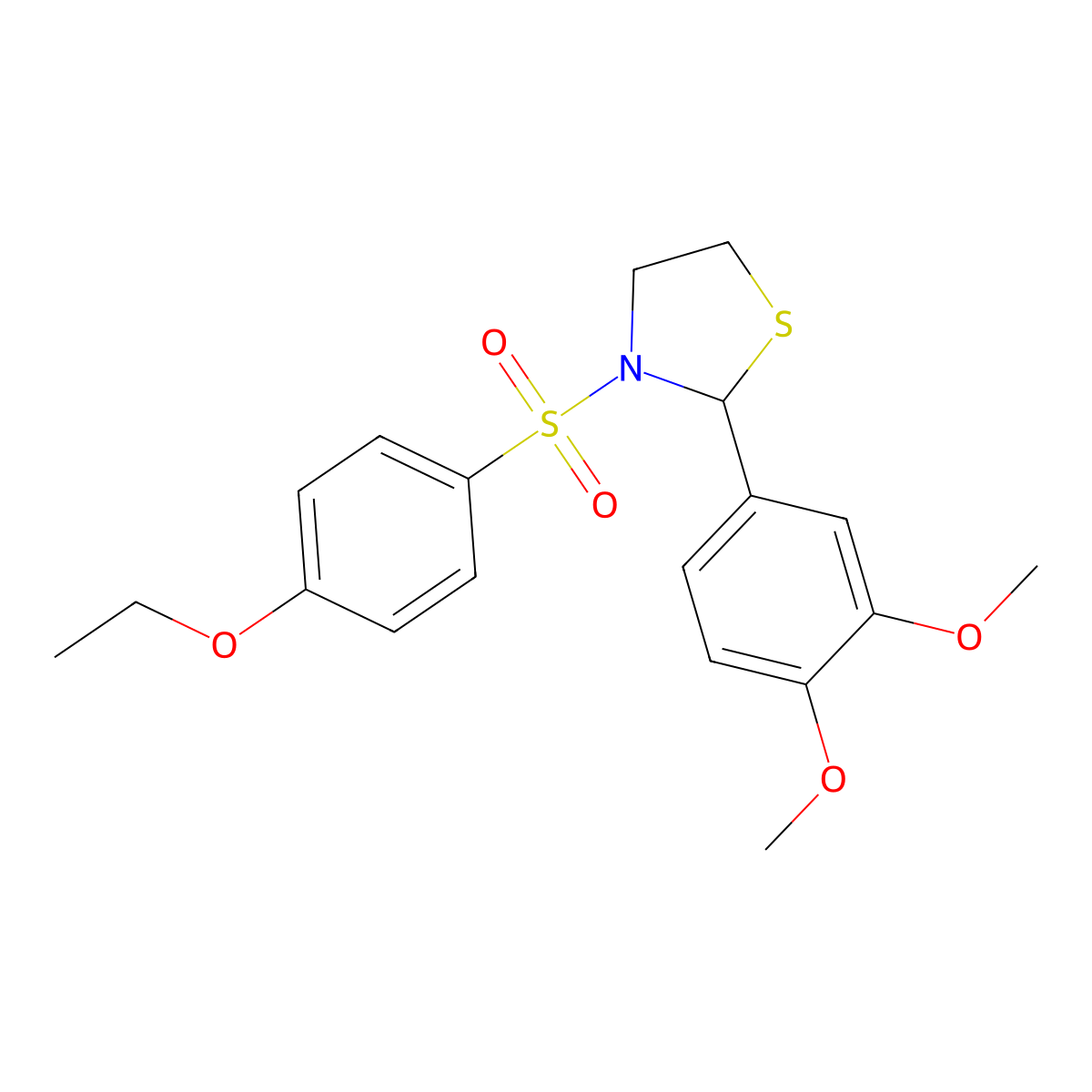 2-(3,4-Dimethoxyphenyl)-3-((4-ethoxyphenyl)sulfonyl)thiazolidine molecular structure, CAS 418810-47-6