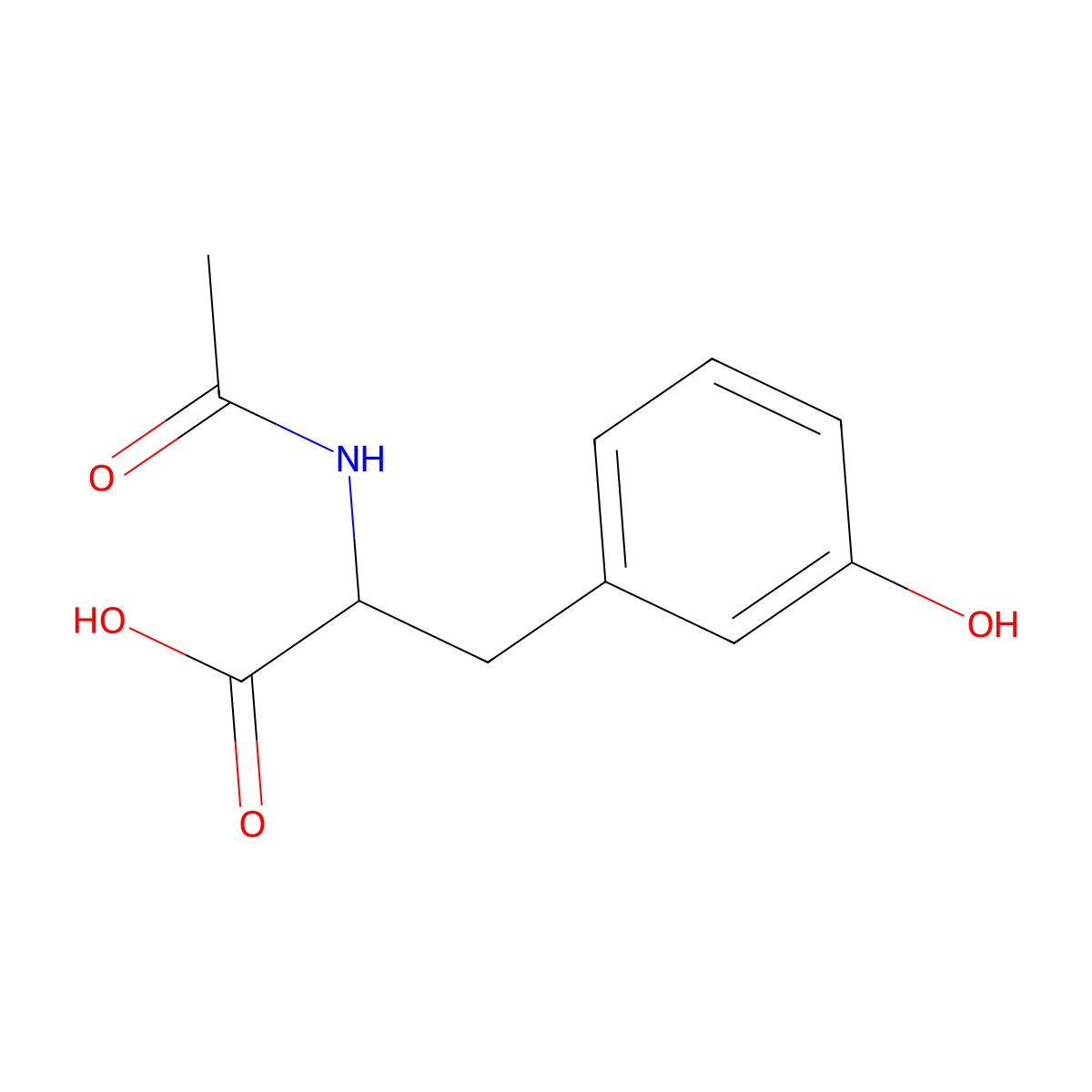 2-Acetamido-3-(3-hydroxyphenyl)propanoic acid molecular structure, CAS 41888-60-2