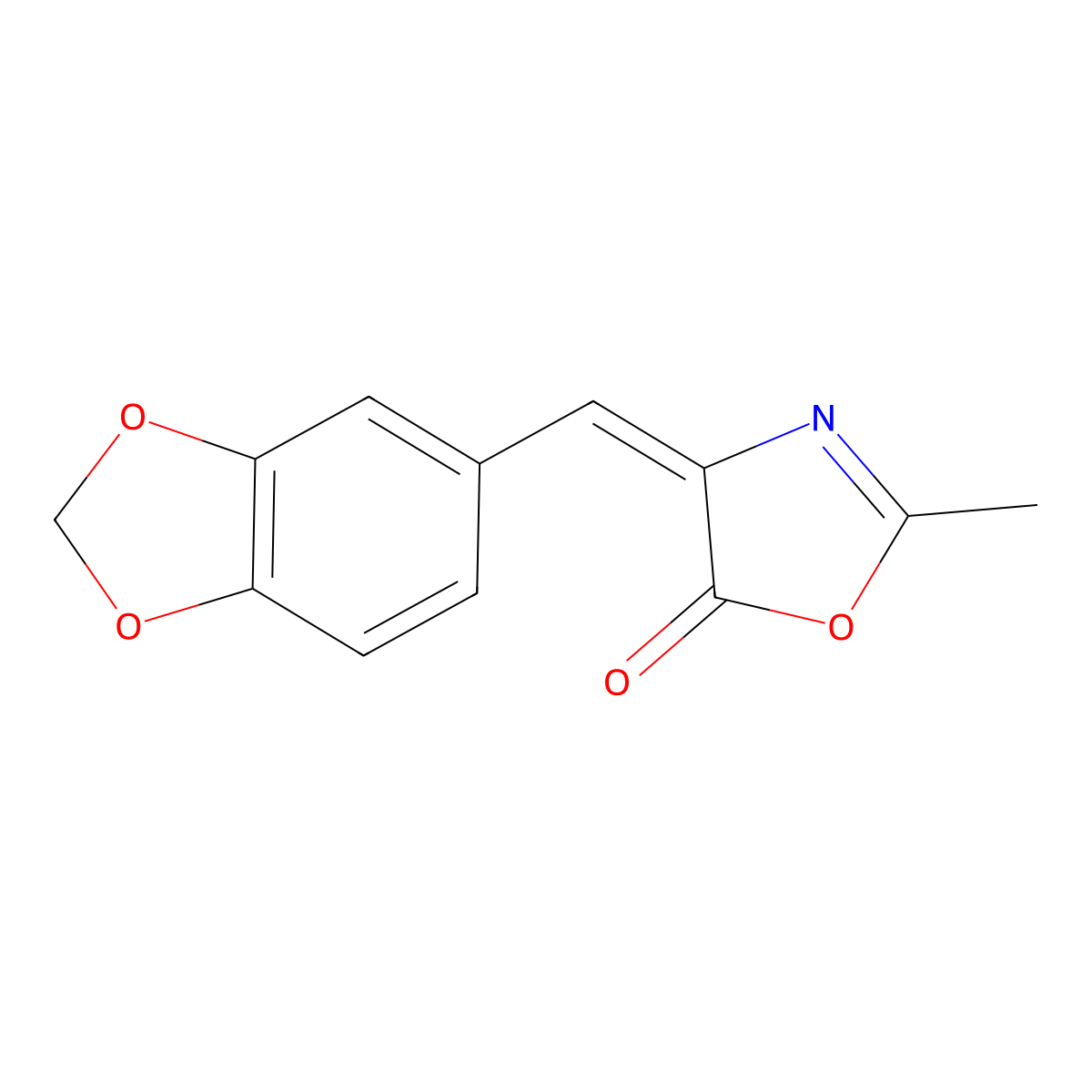 4-(1,3-Benzodioxol-5-ylmethylidene)-2-methyl-1,3-oxazol-5-one molecular structure, CAS 41888-62-4