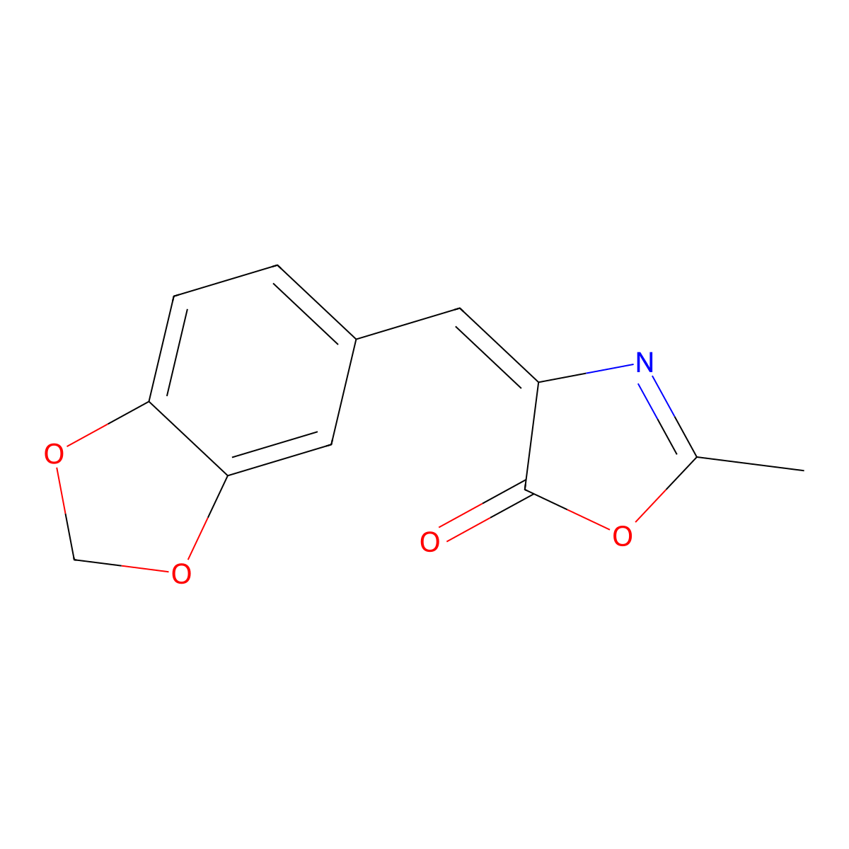 4-(1,3-Benzodioxol-5-ylmethylidene)-2-methyl-1,3-oxazol-5-one molecular structure, CAS 41888-62-4