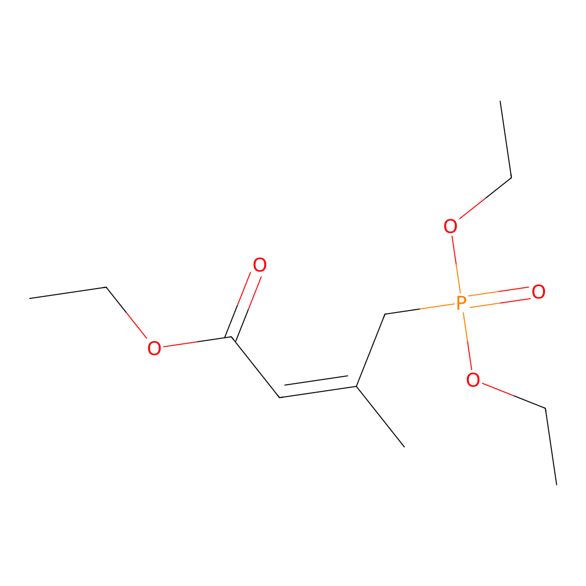 Ethyl 4-(diethoxyphosphoryl)-3-methylbut-2-enoate molecular structure, CAS 41891-54-7