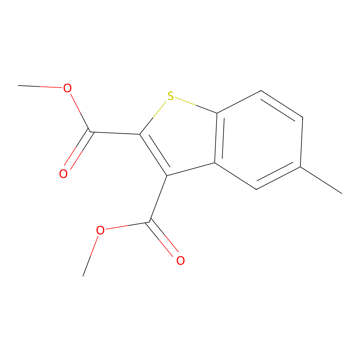 Dimethyl 5-methyl-1-benzothiophene-2,3-dicarboxylate molecular structure, CAS 41892-85-7