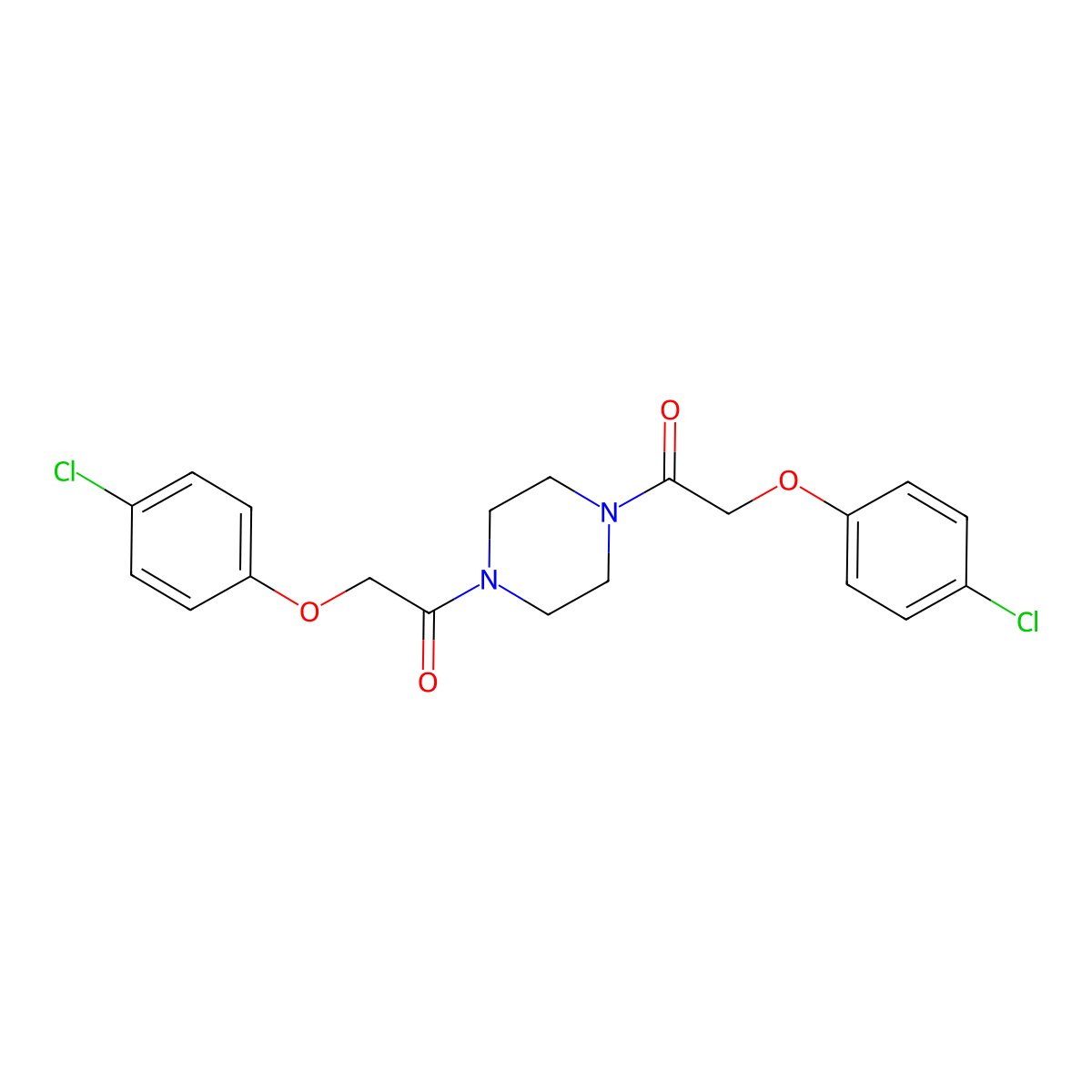 1,4-Bis-[(4-chloro-phenoxy)-acetyl]-piperazine molecular structure, CAS 4190-83-4