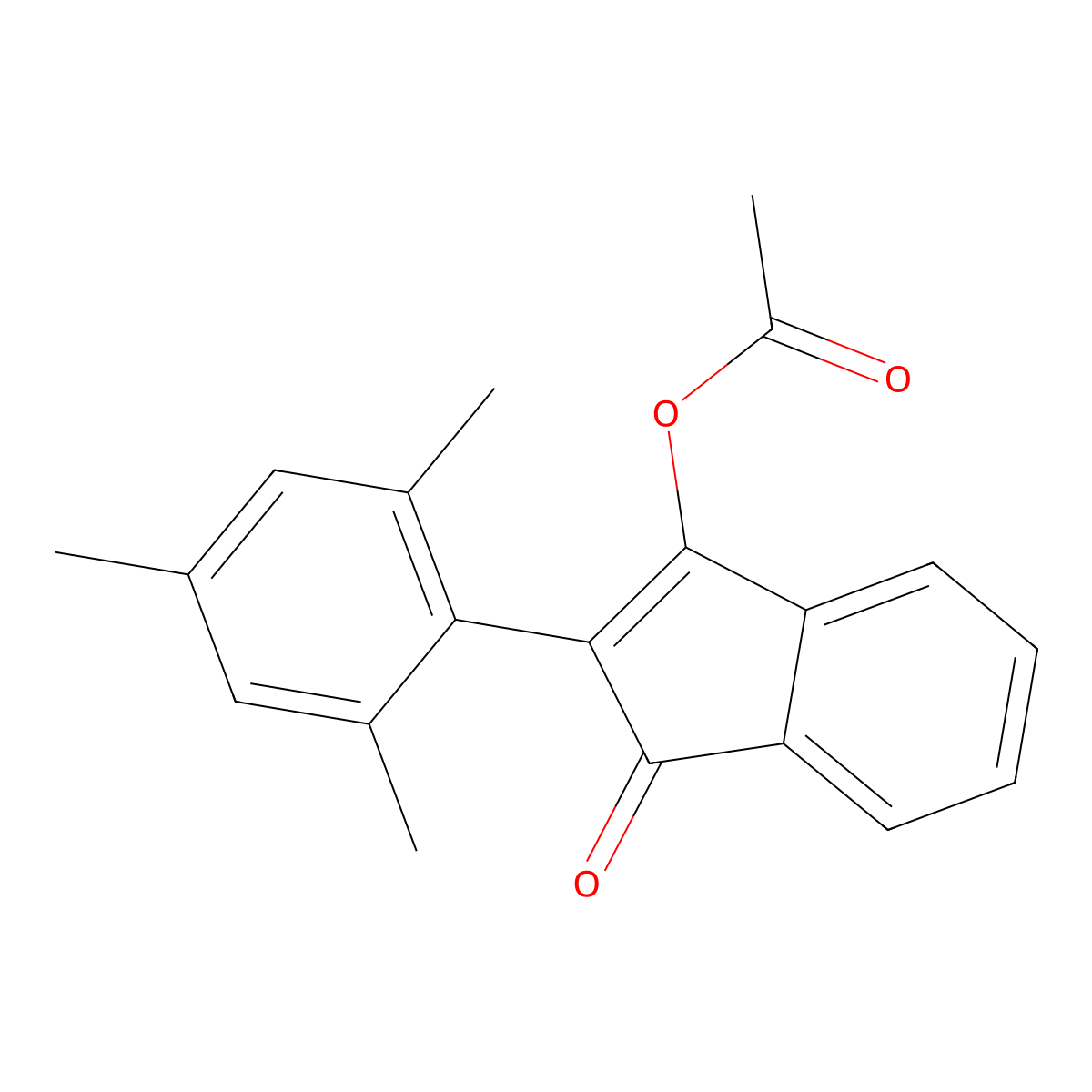 1H-Inden-1-one, 3-(acetyloxy)-2-(2,4,6-trimethylphenyl)- molecular structure, CAS 41905-79-7