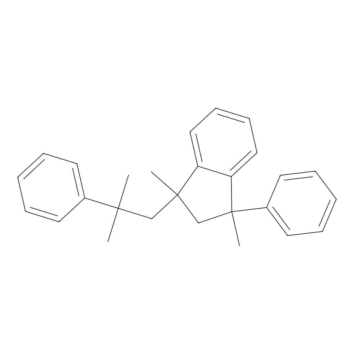 1H-Indene, 2,3-dihydro-1,3-dimethyl-1-(2-methyl-2-phenylpropyl)-3-phenyl- molecular structure, CAS 41906-71-2