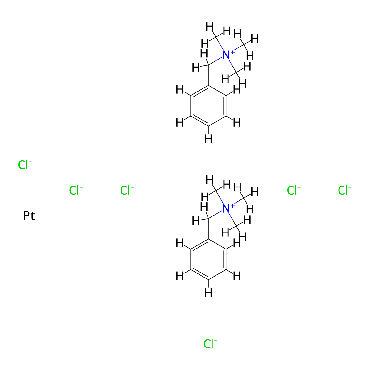 Benzenemethanaminium, N,N,N-trimethyl-, (OC-6-11)-hexachloroplatinate(2-) (2:1) molecular structure, CAS 41909-89-1