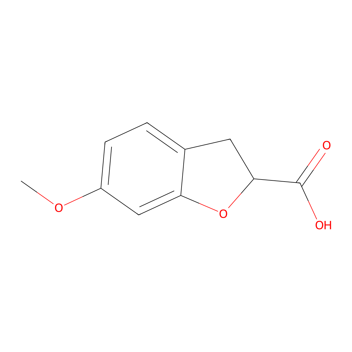 6-Methoxy-2,3-dihydro-1-benzofuran-2-carboxylic acid molecular structure, CAS 41910-91-2